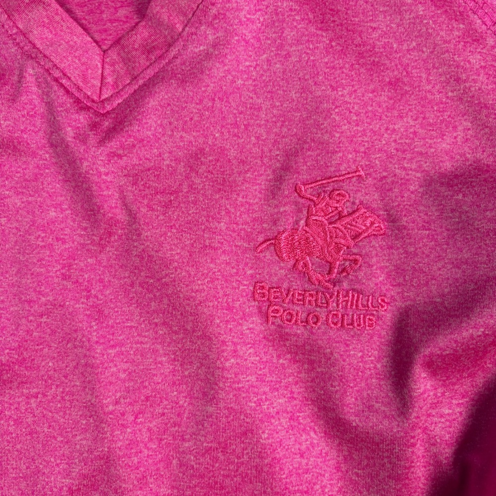 Beverly Hills Polo Club Womens V-Neck Activewear T-Shirt Pink Heather Small - Picture 3 of 7